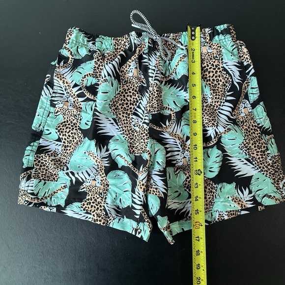 Boardies Swimming Trunks Tropical Jungle Cheetah Print Size S Black Green Orange - Picture 8 of 9
